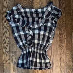 Anthropologie’s Nick & Mo Black and White Checkered Blouse